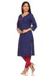 Blue Cotton Straight Kurta image number 2