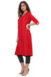 Red Straight Rayon Kurta image number 1