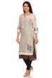 Off White Poly Cotton Straight Kurta image number 2