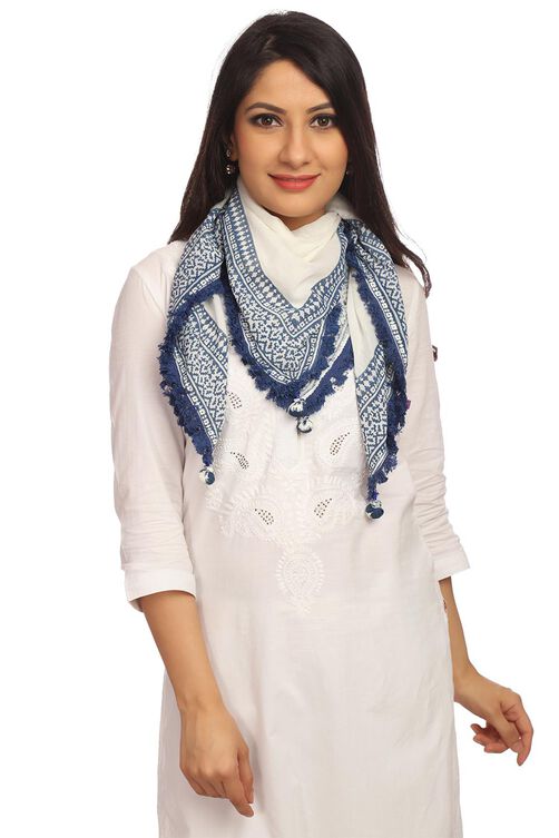 White Cotton Scarf image number 0