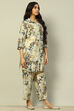 Off White Viscose Blend Straight Printed Kurta Salwar Suit Set image number 5