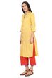 Yellow Straight Cotton Kurta image number 2