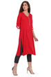 Red Straight Rayon Kurta image number 2