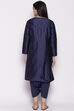 Royal Blue Polyester Viscose Straight Suit Set image number 6