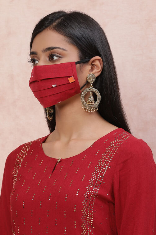 Red Poly Cotton Face Mask image number 1