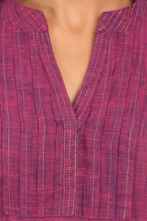 Purple Straight Cotton Kurta image number 4