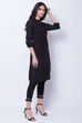 Black Poly Cotton Straight Kurta image number 3