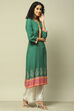 Green LIVA Straight Printed Kurta image number 4