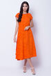 Orange Viscose Rayon Asymmetric Dress image number 0