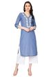 Blue Straight Chambray Kurta image number 0