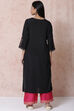 Black LIVA Straight Kurta image number 4