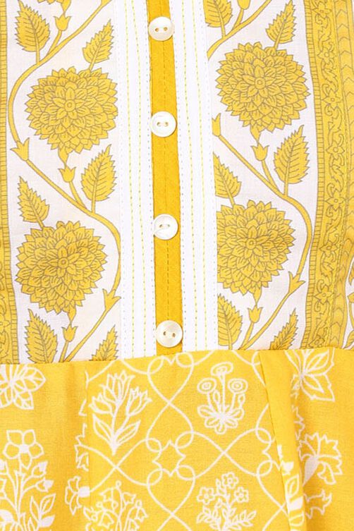 Yellow Kalidar Cotton Kurta image number 1