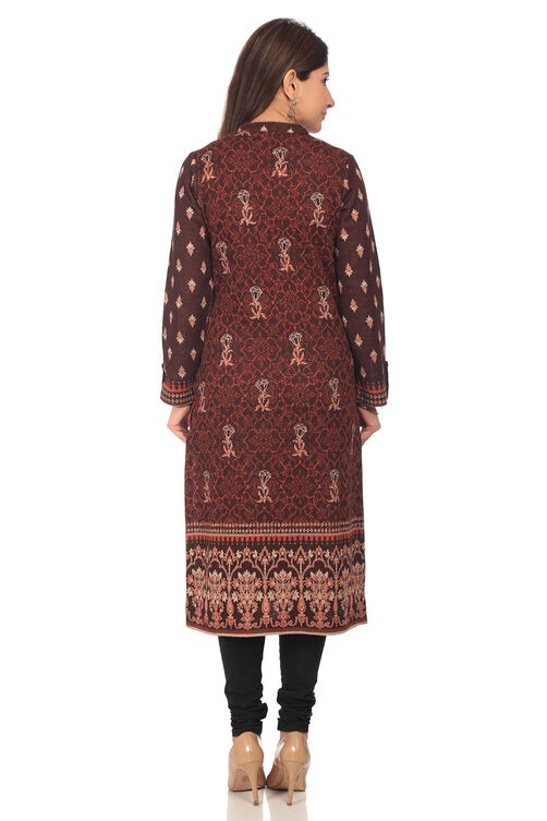 Brown Straight Poly Cotton Kurta image number 4