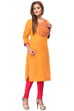 Yellow Straight Cotton Kurta image number 2