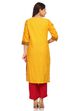 Yellow Straight Cotton Kurta image number 3