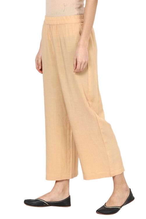 Beige Viscose Rayon Culottes image number 5