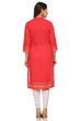 Red Straight Cotton Kurta image number 3