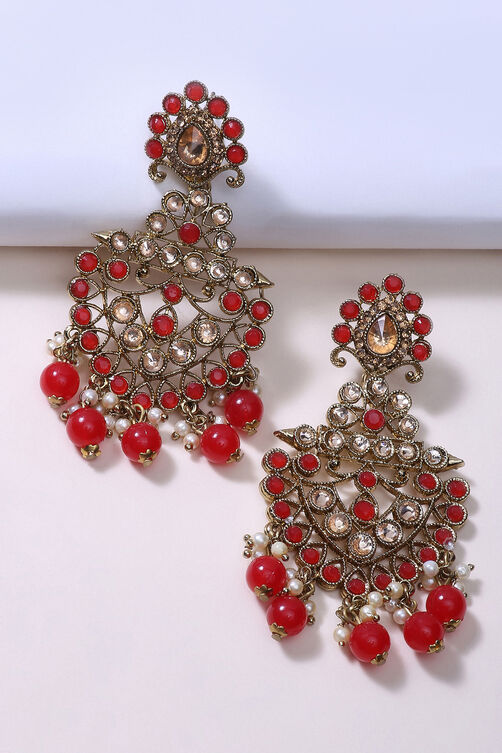 Red Metal Brass Earring image number 1