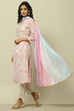 Pink Cotton Blend Printed Kurta & Pants Suit Set image number 4