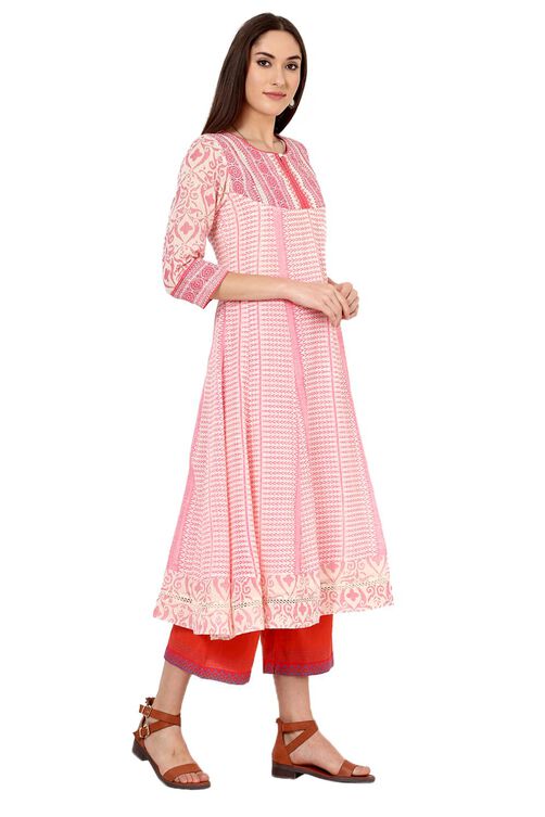 Pink Kalidar Gauge Kurta image number 2