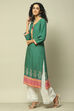 Green LIVA Straight Printed Kurta image number 2