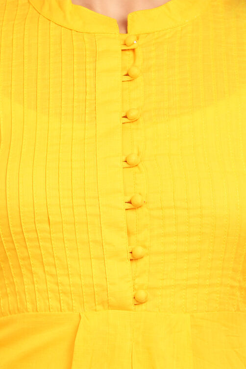 Dark Yellow Straight Cotton Kurta image number 4