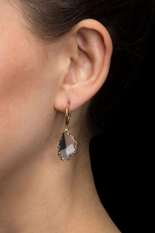 Blue Stone Metal Brass Drop Earrings image number 0