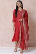 Red Cotton Flax A Line Kurta image number 3