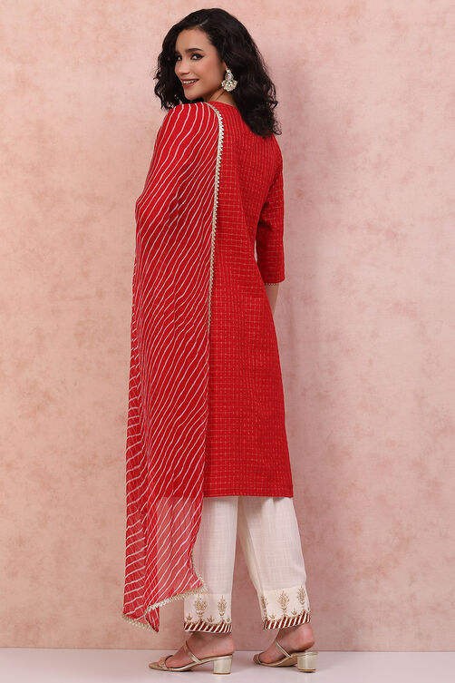 Red Art Silk Leheriya Dupatta image number 2