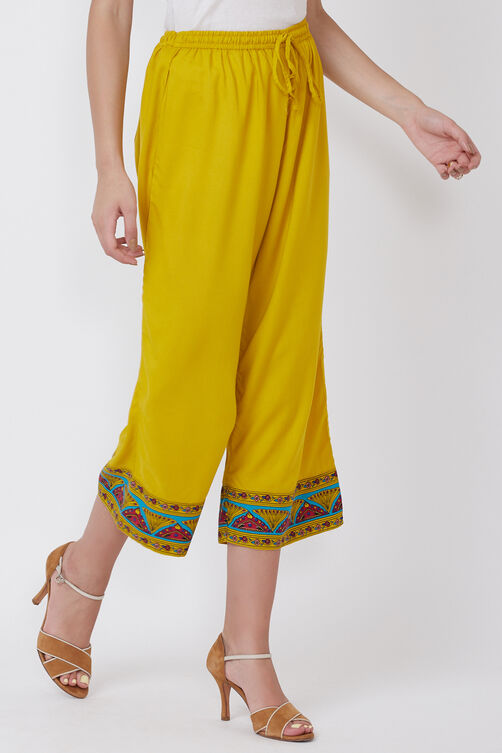 Yellow Viscose Rayon Palazzo image number 2