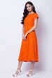 Orange Viscose Rayon Asymmetric Dress image number 3