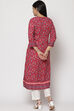 Red LIVA Straight Kurta image number 4