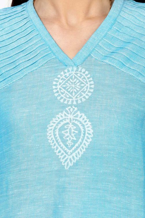 Blue Flared Poly Cotton Indie Top image number 5