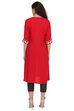 Red Straight Rayon Kurta image number 3