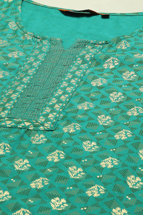 Green Viscose Printed Straight Kurta image number 1