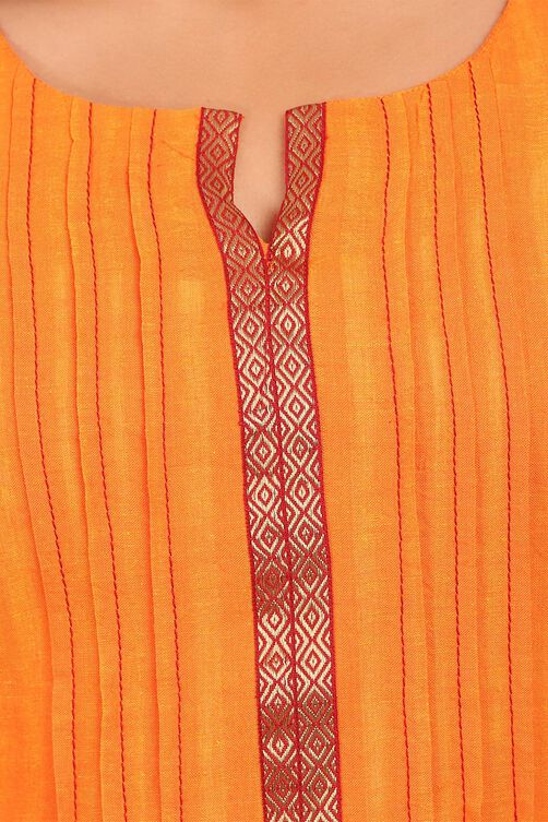 Orange Cotton Straight Kurta image number 2