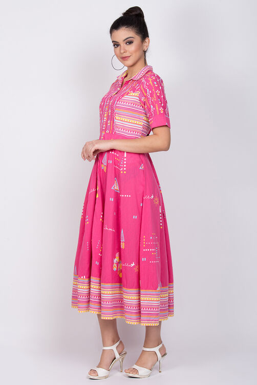 Pink Cotton Kalidar Dress image number 3