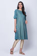 Turquoise Poly Cotton A Line Kurta image number 2
