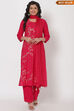 Pink Viscose And Rayon Straight Suit Set image number 0