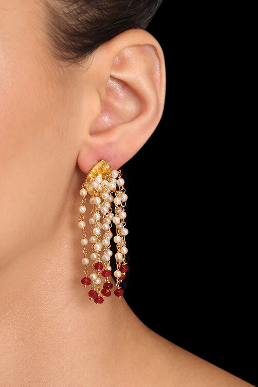 Red Metal Brass Earrings image number 0