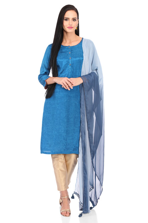 Blue Poly Cotton Dupatta image number 0