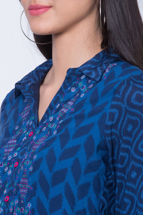 Indigo Viscose Rayon Straight Kurta image number 1