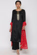 Black Viscose Shantung Suit Set image number 2