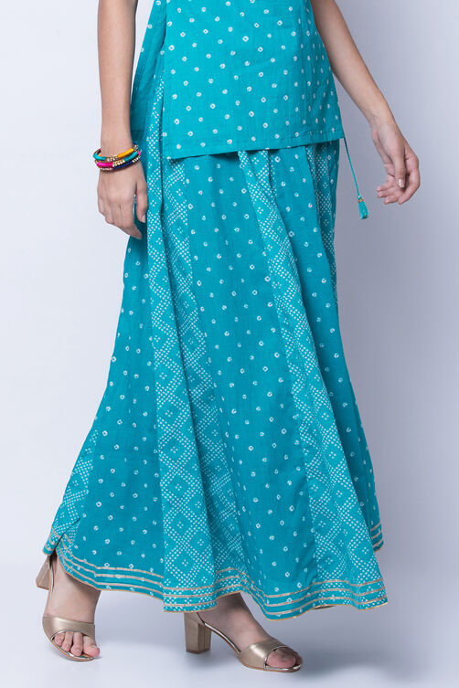 Turquoise Cotton Skirt image number 2