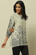 Ecru Printed Straight Kurti image number 4