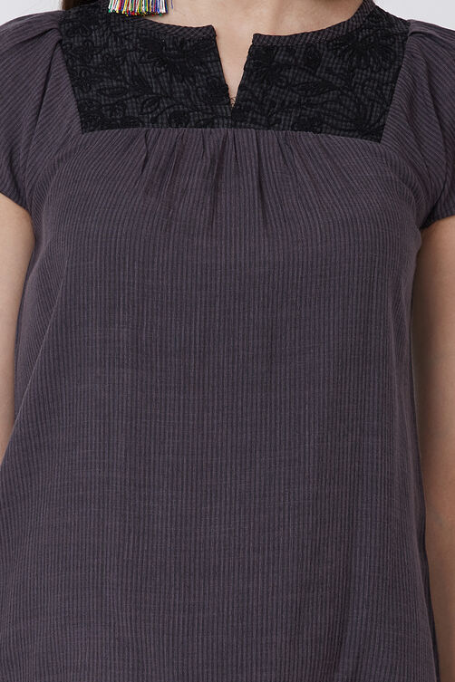 Black Poly Cotton Top image number 1