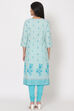 Turquoise Cotton Kurta image number 5