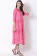 Pink Viscose A-Line Dress image number 3