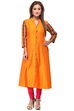 Yellow Flared Cotton Kurta image number 0