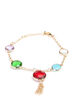 Multicolor Glass Faceted Beads With Tassel Bracelet image number 1